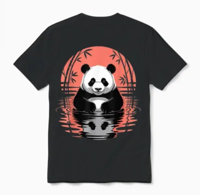 Retro Panda Bär ästhetische Grafik Herren Damen Lustiger Panda Unisex T-Shirt - Black