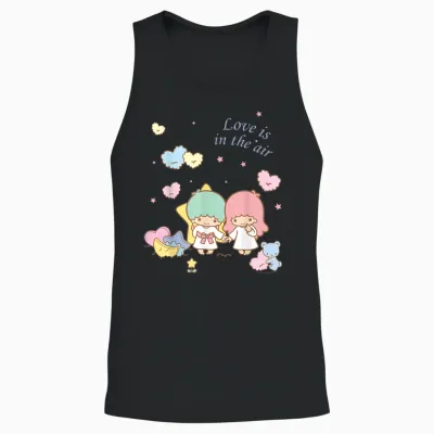 Little Twin Stars Love Is in the Air Valentine Unisex Tank Top - Black