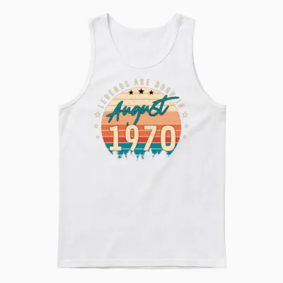 Retro 1970 in August Unisex Tank Top - White