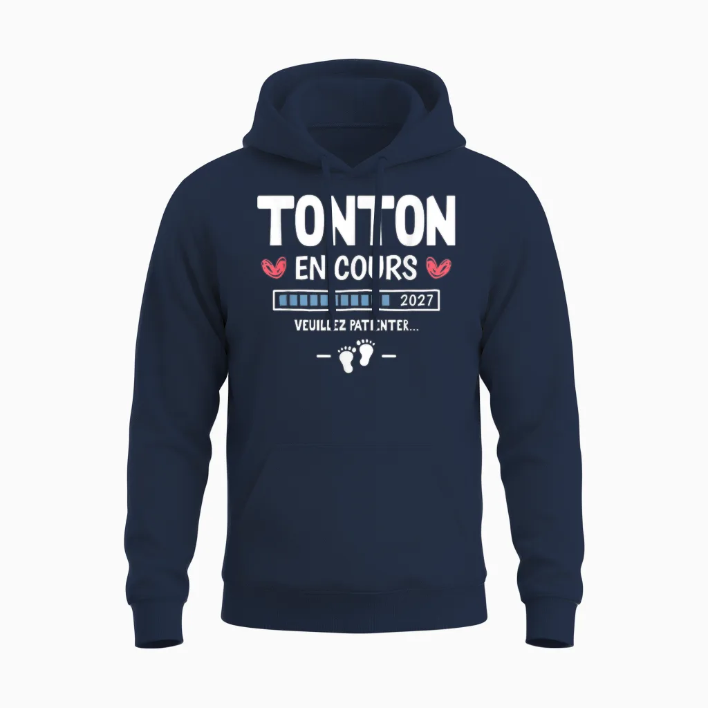 Tonton En Cours 2027 Annonce Bébé Tu Vas être Futur Tonton Unisex Hoodie in Navy