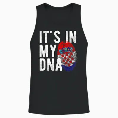Funny It's in My Dna Kroatien Flagge Fingerprint Unisex Tank Top - Black