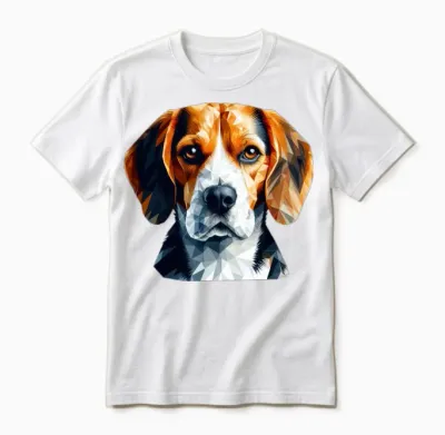 Geometric Beagle Polygon Art Design Unisex T-Shirt - White