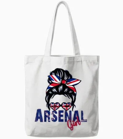 Arsenal Girl Love Arsenal Souvenir T-Shirt, Black, S Tote Bags - White
