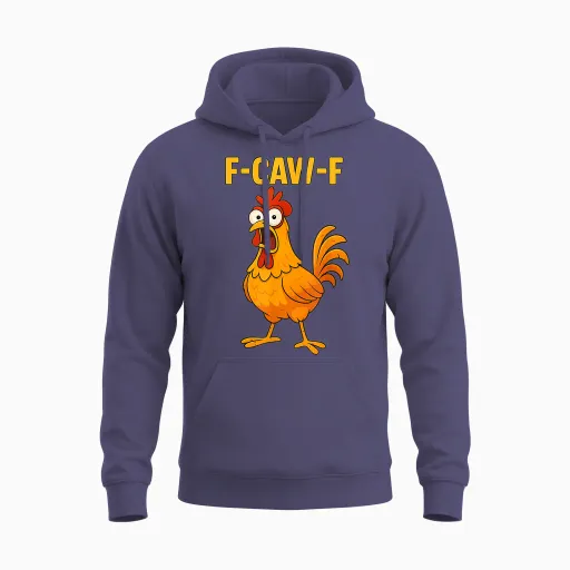 Funny Chicken F-Caw-F Cartoon Fcawf Unisex Hoodie - Heather Sport Dark Navy