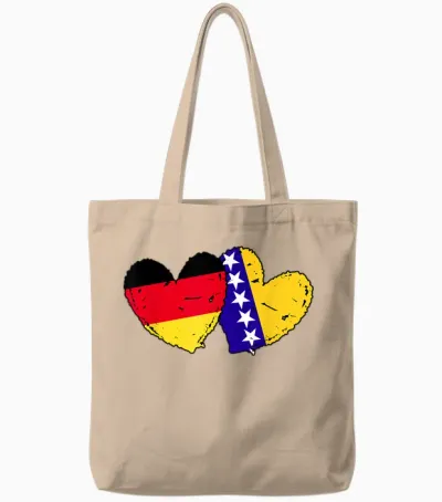 Deutschland Bosnien Herzegowina Herz Flagge Deutsch Bosnisch Tote Bags - Natural