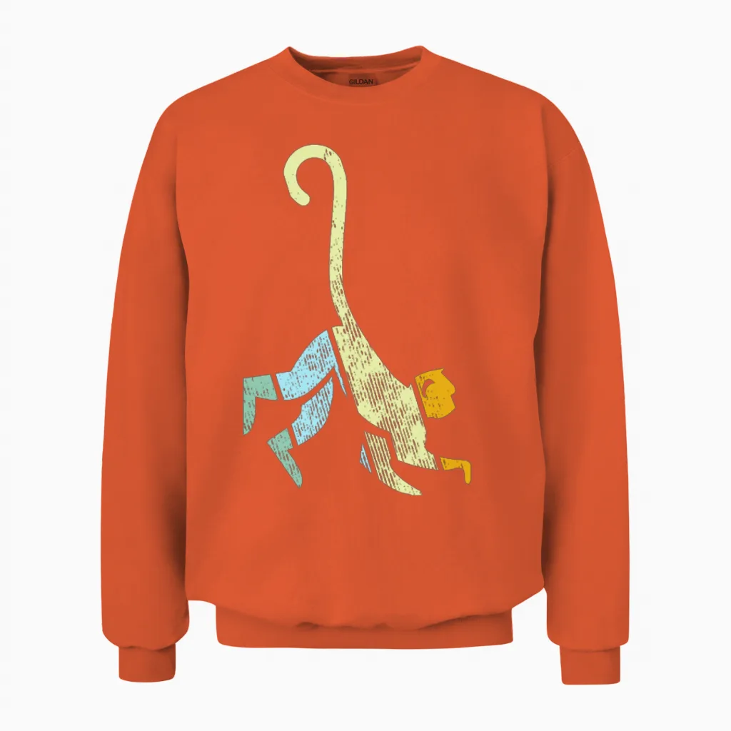Monkey Retro Unisex Sweatshirt in Orange