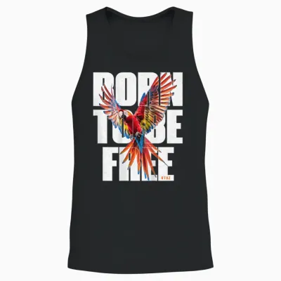Hip Hop Y2k Vintage Urban Streetwear Backprint Ara Papagei Unisex Tank Top - Black