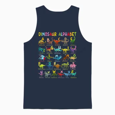 Types of Dinosaurs Alphabet A-Z Abc Dino Identification Unisex Tank Top - Navy
