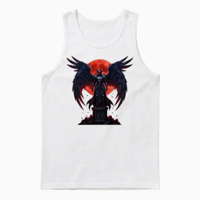 Crimson Moon Dark Angel Knight Unisex Tank Top - White