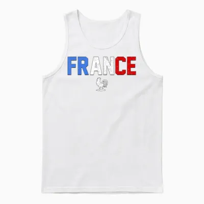 France with French Flag Colors. Men, Women & Kids France Unisex Tank Top - White