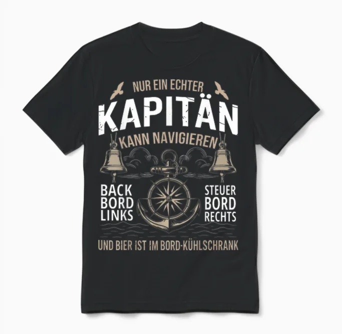 Funny Captain Navigation Gift Motor Boat Sailing Captain Unisex T-Shirt in Black