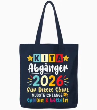 Children's Kita Leavers 2026 First Day of School After Nursery Tote Bags - Navy