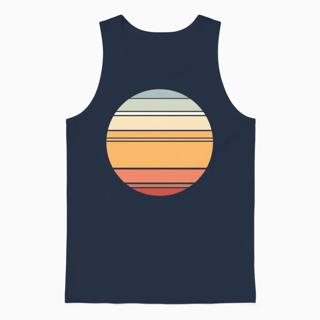 Retro Sunset Background Circle Unisex Tank Top - Navy