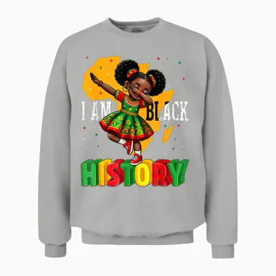 African American Girl Kid I Am Black History Month Unisex Sweatshirt - Ash