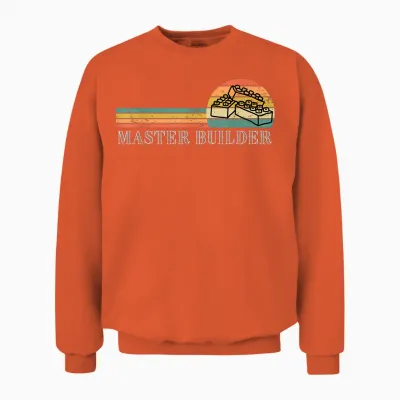 Master Builder - Block Building Kids & Adults Birthday Gift T-Shirt Small Unisex Sweatshirt - Orange