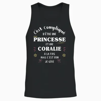 Women's Princess Humour Gift Personalized Name Coralie T-Shirt, Black, Female X-Small Unisex Tank Top - Black