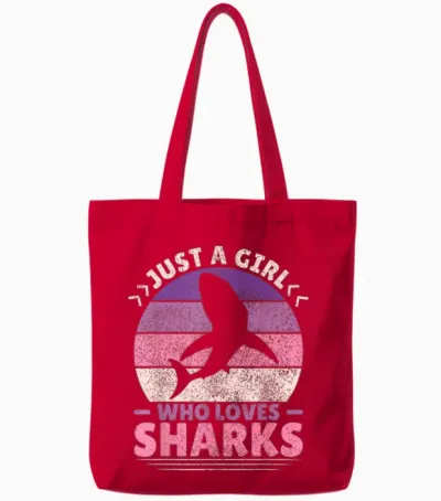 Just a Girl Who Loves Sharks Lover Shark Stuff Funny Shark Tote Bags - Red
