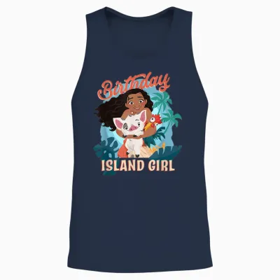 Disney Moana Birthday Island Girl Moana Pua Hei Hei Big Logo T-Shirt, Blue Unisex Tank Top - Navy