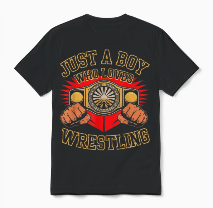 Just a Boy Who Loves Wrestling Unisex T-Shirt in Black