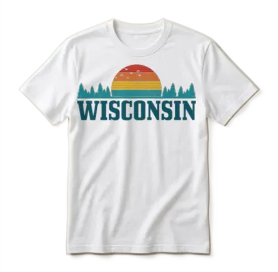 Wisconsin Vintage Pride Nature Outdoor Hiking Camp Unisex T-Shirt - White