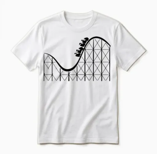 Roller Coaster Cars on the Tracks at a Adventure Unisex T-Shirt in White