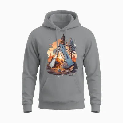 Fanny Tent Design . Cool Sunset in the Forest Unisex Hoodie - Sport Grey
