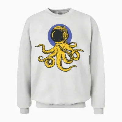 Octopus Astronaut Unisex Sweatshirt - White