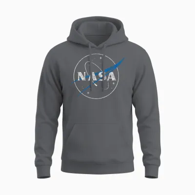 Vintage Solar System with Nasa Meatball Logo Unisex Hoodie - Charcoal