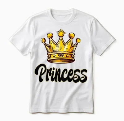 Damen Princess Schriftzug Schwarz/gelb Mit Großer Gelb/gold Krone Unisex T-Shirt - White