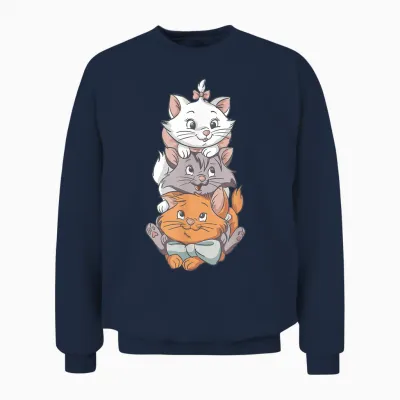 Aristocats Cute Cats T-Shirt, Black, S Unisex Sweatshirt - Navy