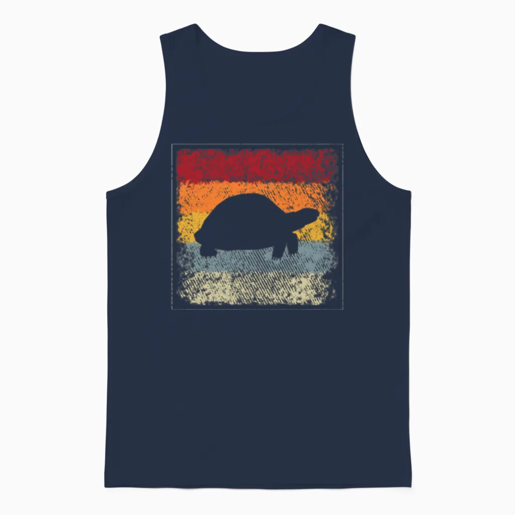 Turtle Retro Reptiles & Exotics Unisex Tank Top in Navy
