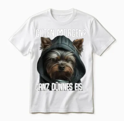 Guten Morgen Morgenmuffel Yorkshire Terrier T-Shirt, Black Unisex T-Shirt - White