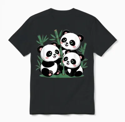Bamboo Forest Panda Cute Unisex T-Shirt - Black