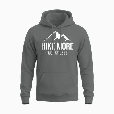 Hike More, Worry Less Unisex Hoodie - Graphite Heather