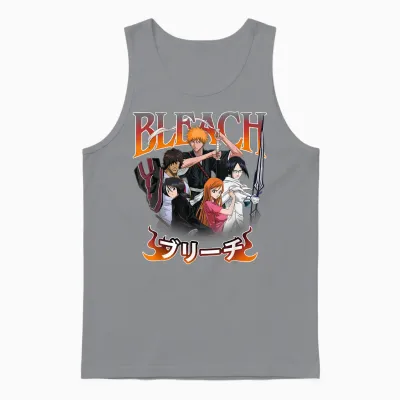 Bleach Team Ichigo and Ombre Logo Anime Unisex Tank Top - Sport Grey