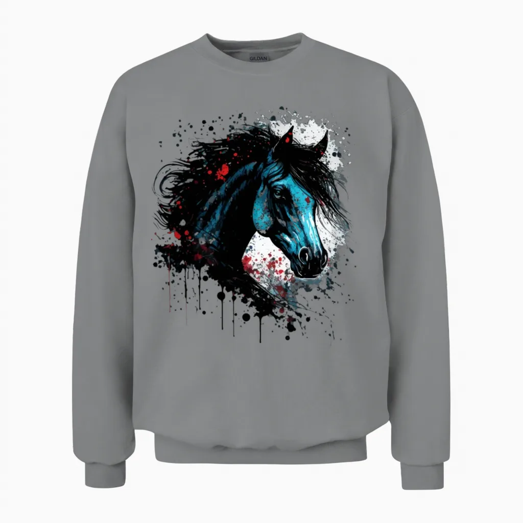 Ink Splatter Horse - Lovers Unisex Sweatshirt in Sport Grey
