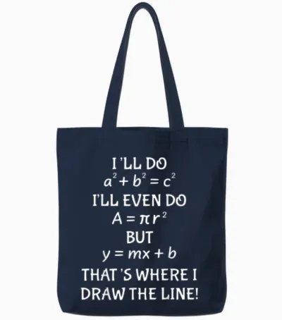 Funny Math Teacher Joke Men Women Fun Best Math Qu Tote Bags - Navy