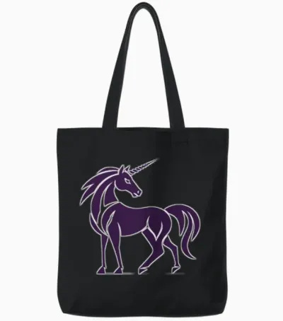 Design Horse Unicorn Tote Bags - Black