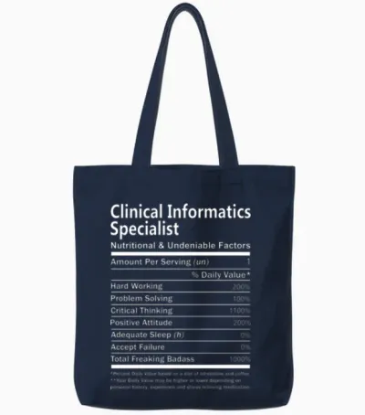 Clinical Informatics Specialist T Shirt - Nutritio Tote Bags - Navy