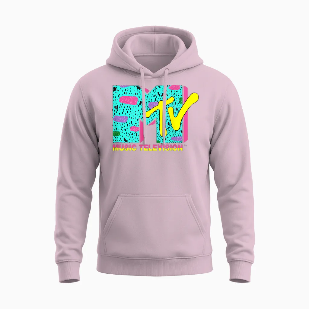Mademark X Mtv - the Official Mtv Logo with Wild Colors and a Funky Design Unisex Hoodie in Light Pink