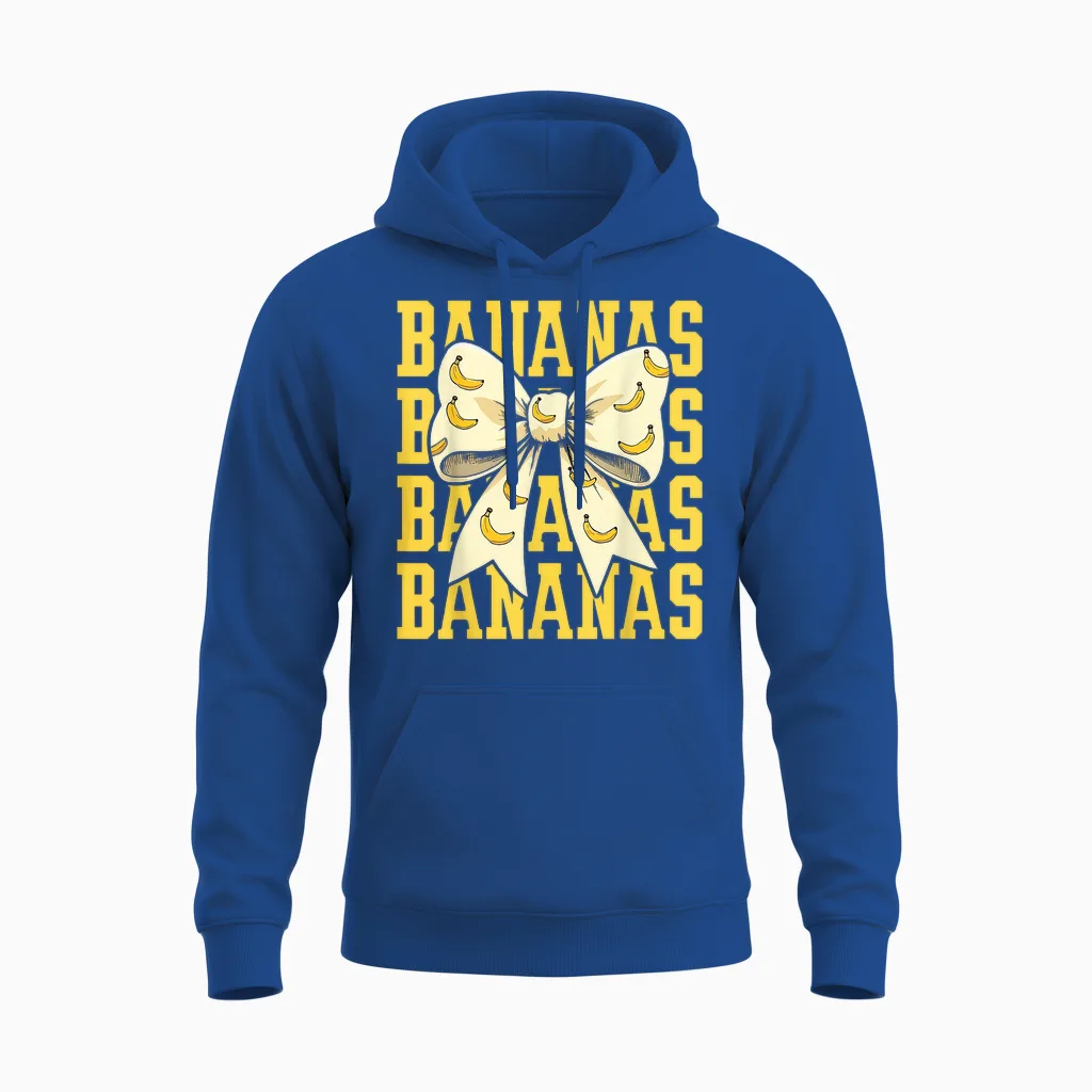 Retro Bananas Last Name Coquette Bow Women Girls Unisex Hoodie in Royal
