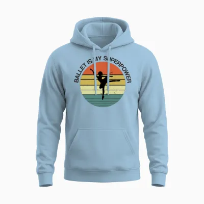 Ballet Retro Distressed Style Unisex Hoodie - Light Blue