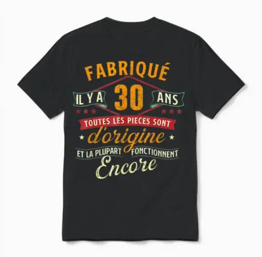 Made 30 Years Ago - 30 Years Birthday Joke T-Shirt, Black Unisex T-Shirt in Black