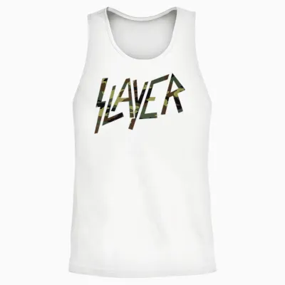 Slayer Camo Logo Unisex Tank Top - White