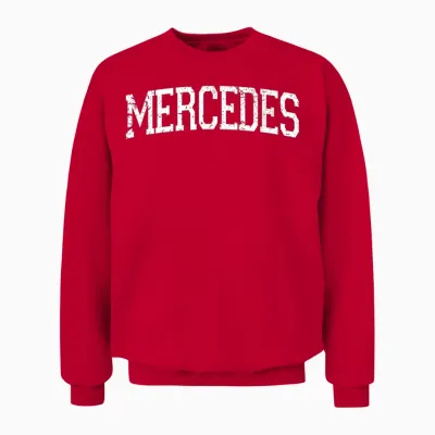 Vintage Personalised Name Classic Mercedes T-Shirt, Black Unisex Sweatshirt - Red