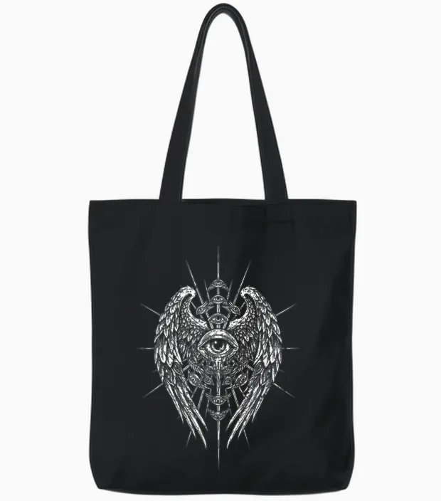 Seraphim Biblischer Engel Sehendes Auge Esoterik Christian Tote Bags in Black