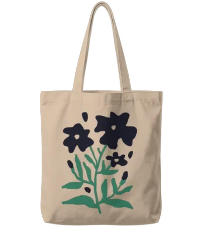 Elegant Floral Design Tote Bags - Natural