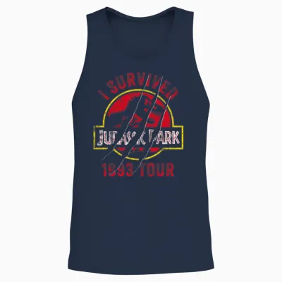 Jurassic Park Scratched Logo I Survived 1993 Tour Unisex Tank Top - Navy