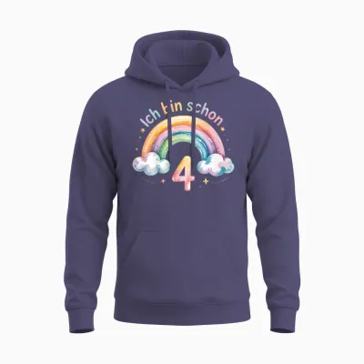 Ich Bin Schon 4 Regenbogen Geburtstag Unisex Hoodie - Heather Sport Dark Navy