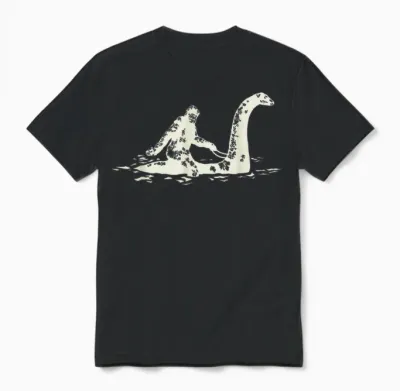 Bigfoot Sasquatch Riding the Loch Ness Monster Funny,short Sleeve Unisex T-Shirt - Black